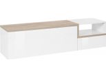 Dmora Mobile Porta Tv Fluorite 40X160X46H Cm Bianco Lucido, Apertura A Ribalta Un Vano Italy