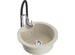 Mexen Diego Lavello In Granito A 1 Vasca Con Rubinetto Da Cucina Aster, Beige - 6512-69-73450-07