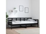 The Living Store Letto Da Giorno Nero In Pino Massiccio 90X200 Cm