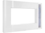 Dmora Parete Attrezzata Amel 30X260X180H Cm Bianco Lucido, 4 Ante Apertura Battente E A Ribalta Italy