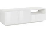 Dmora Mobile Porta Tv Aiace 43X150X46H Cm Bianco Lucido, Apertura Battente Un Vano Italy