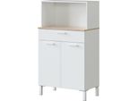 Dmora Armadio Multiuso 2 Ante Asaro 40X126H Cm Bianco, 2 Ante Un Cassetto