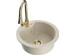 Mexen Diego Lavello In Granito A 1 Vasca Con Rubinetto Da Cucina Elia, Beige - 6512-69-670101-50