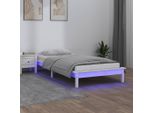 The Living Store Letto In Legno Massiccio Con Illuminazione A Led Bianco 90X200 Cm