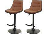 Set Di 2 Sgabelli Da Bar HWC-L85, Sgabello Da Banco Girevole, Regolabile In Altezza Con Schienale In Similpelle ~ Marrone