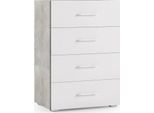Dmora Cassettiera Solano 41X60X87H Cm Grigio Cemento, 4 Cassetti Apertura Scorrevole Italy
