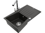 Mexen Cesar Lavello In Granito A 1 Vasca Con Scolapiatti E Rubinetto Da Cucina Duero, Nero/Oro Metallizzato - 6514-75-671600-00