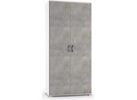 Dmora Armadio Multiuso 2 Ante Aliosha 45X195H Cm Grigio Cemento, 2 Ante 5 Vani Italy