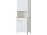 Dmora Armadio Multiuso Grande Dicentra 40X186H Cm Bianco, 4 Ante Un Cassetto