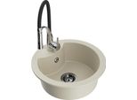 Mexen Diego Lavello In Granito A 1 Vasca Con Rubinetto Da Cucina Aster, Beige - 6512-69-73450-07-B