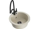 Mexen Diego Lavello In Granito Con 1 Vasca E Miscelatore Cucina Duo, Beige - 6512-69-671701-70-B