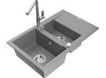 Mexen Gaspar Lavello In Granito 1,5 Vasche Con Scolapiatti E Rubinetto Cucina Flora, Grigio - 6507-71-670401-00