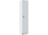 Dmora Armadio Multiuso 1 Anta Alexander 37X180H Cm Bianco, Un'anta 4 Vani