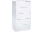 Dmora Cassettiera Armenia 40X60X110H Cm Bianco, 5 Cassetti Apertura Scorrevole