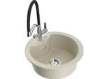 Mexen Diego Lavello Da Cucina In Granito A Una Vasca Con Miscelatore Duo, Beige - 6512-69-671701-07