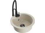 Mexen Diego Lavello In Granito A 1 Vasca Con Rubinetto Da Cucina Aster, Beige - 6512-69-73450-70-B