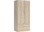Dmora Guardaroba 2 Ante Appadu 52X180H Cm Marrone Rovere, Appendiabiti 2 Cassetti