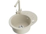 Mexen Kevin Lavello In Granito 1 Vasca Con Sgocciolatoio E Rubinetto Cucina Duero, Beige - 6517-69-671600-69