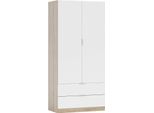 Dmora Guardaroba 2 Ante Appadu 52X180H Cm Bianco, Appendiabiti 2 Cassetti