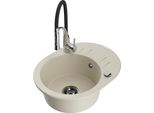 Mexen Kevin Lavello In Granito A 1 Vasca Con Scolapiatti E Rubinetto Da Cucina Aster, Beige - 6517-69-73450-07-B