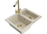 Mexen Carlos Lavello In Granito A 1,5 Vasche Con Rubinetto Da Cucina Duero, Beige - 6518-69-671600-50