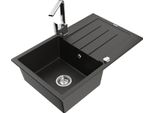 Mexen Bruno Lavello In Granito A 1 Vasca Con Gocciolatoio E Rubinetto Cucina Rita, Nero/Oro Metallizzato - 6513-75-670300-00