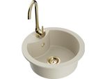 Mexen Diego Lavello In Granito 1-Bacinella Con Rubinetto Da Cucina Telma, Beige - 6512-69-670200-50