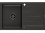 Mexen Bruno Lavello In Granito A 1 Vasca Con Gocciolatoio 795 X 495 Mm, Nero/Oro Metallizzato, Sifone Nero - 6513791010-75-B