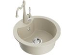 Mexen Diego Lavello In Granito A 1 Vasca Con Miscelatore Da Cucina Carla, Beige - 6512-69-670700-69