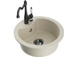 Mexen Diego Lavello In Granito A 1 Vasca Con Rubinetto Da Cucina Carla, Beige - 6512-69-670700-70