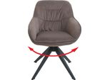 Sedia Da Pranzo HWC-K28, Sedia Da Cucina Sedia Imbottita Sedia Con Braccioli, Girevole, Metallo ~ Tessuto/Tessuto Marrone