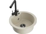 Mexen Diego Lavello In Granito A 1 Vasca Con Rubinetto Da Cucina Duero, Beige - 6512-69-671600-70
