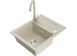 Mexen Enzo Lavello In Granito A 1 Vasca Con Sgocciolatoio E Rubinetto Da Cucina Telma, Beige - 6506-69-670200-69