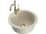 Mexen Diego Lavello Da Cucina In Granito 1 Vasca Con Miscelatore Carla, Beige - 6512-69-670700-50