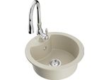Mexen Diego Lavello In Granito A 1 Vasca Con Miscelatore Da Cucina Savita, Beige - 6512-69-672601-00