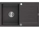 Mexen Bruno Lavello In Granito A Una Vasca Con Gocciolatoio 795 X 495 Mm, Nero Punteggiato, Sifone Cromato - 6513791010-76
