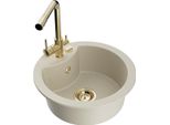 Mexen Diego Lavello In Granito A 1 Vasca Con Rubinetto Da Cucina Duero, Beige - 6512-69-671600-50