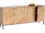 Credenza HWC-L95, Credenza Cassettiera, Legno Massiccio Di Mango 79X176X42Cm Mvg, Naturale