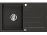 Mexen Bruno Lavello In Granito 1-Vasca Con Scola Piatti 795 X 495 Mm, Nero/Oro Metallizzato, Sifone Cromato- 6513791010-75
