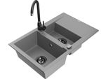 Mexen Gaspar Lavello In Granito A 1,5 Vasche Con Scolapiatti E Rubinetto Da Cucina Telma, Grigio - 6507-71-670200-70-B