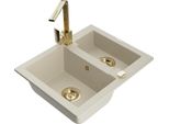 Mexen Carlos Lavello In Granito 1,5 Vasche Con Rubinetto Cucina Rita, Beige - 6518-69-670300-50