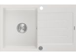 Mexen Bruno Lavello In Granito A 1 Vasca Con Scolapiatti 795 X 495 Mm, Bianco, Sifone Cromato - 6513791010-20