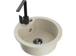 Mexen Diego Lavello In Granito 1-Vasca Con Rubinetto Da Cucina Rita, Beige - 6512-69-670300-70