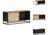 Vidaxl Mobile Tv 90X30X40 Cm Legno Di Mango Grezzo E Vimini Viennesi - Mobili Tv