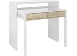 Dmora Scrivania Andriy 36X98.5X87.5H Cm Bianco, 2 Cassetti Supporto Pc