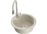 Mexen Diego Lavello In Granito A 1 Vasca Con Miscelatore Da Cucina Savita, Beige - 6512-69-672601-69