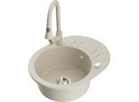 Mexen Kevin Lavello In Granito A 1 Vasca Con Scolapiatti E Rubinetto Da Cucina Elia, Beige - 6517-69-670101-69