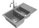 Mexen Gaspar Lavello In Granito 1,5 Vasche Con Sgocciolatoio E Miscelatore Da Cucina Carla, Grigio - 6507-71-670700-00