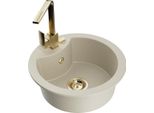 Mexen Diego Lavello In Granito A 1 Vasca Con Miscelatore Da Cucina Rita, Beige - 6512-69-670300-50