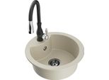 Mexen Diego Lavello In Granito A Una Vasca Con Rubinetto Da Cucina Savita, Beige - 6512-69-672601-70